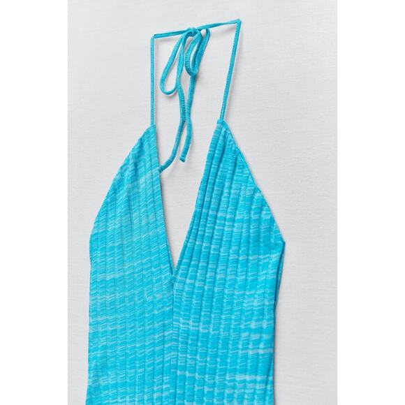 Zara Ribbed Halter Flare Jumpsuit - Picture 4 of 16